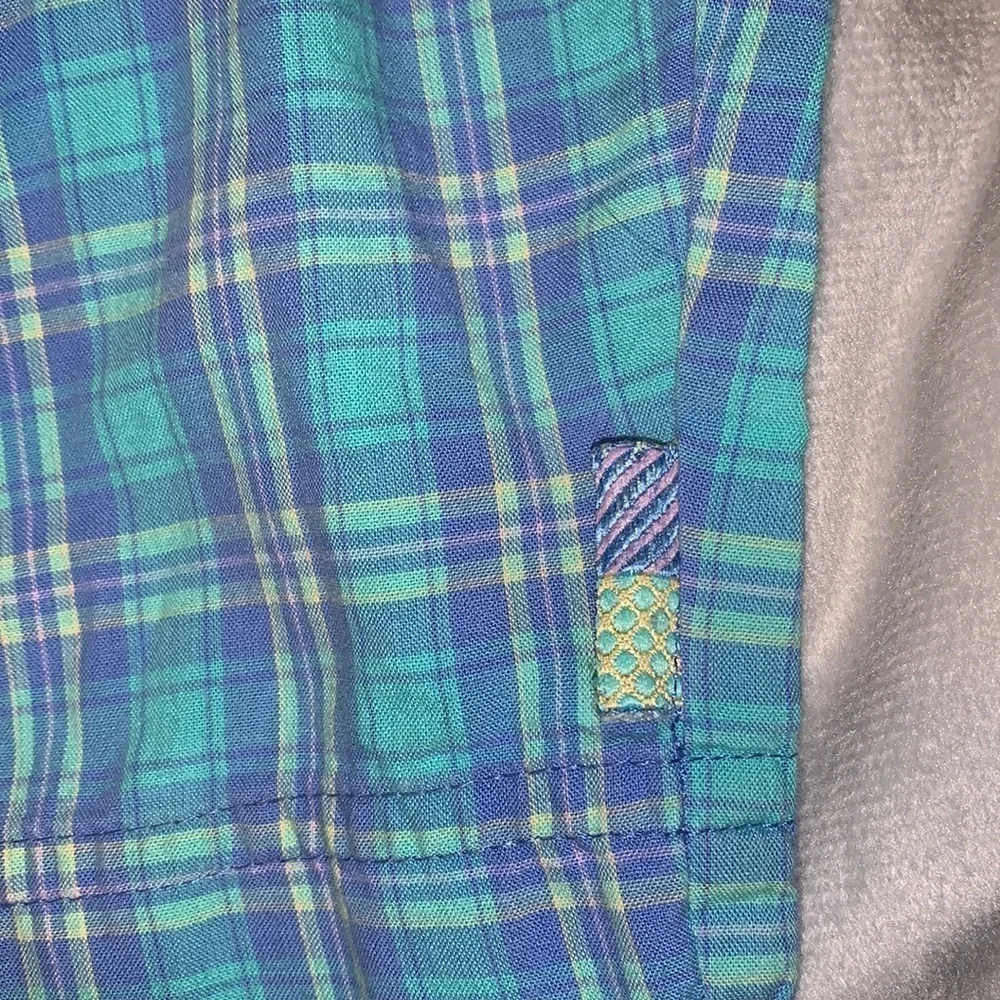 Gymboree vintage girls blue purple plaid overalls snaps embroidered 12 18 mo